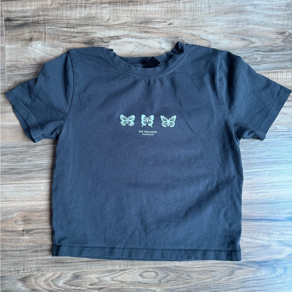 Dazy | Butterfly And Slogan Crop Graphic Tee